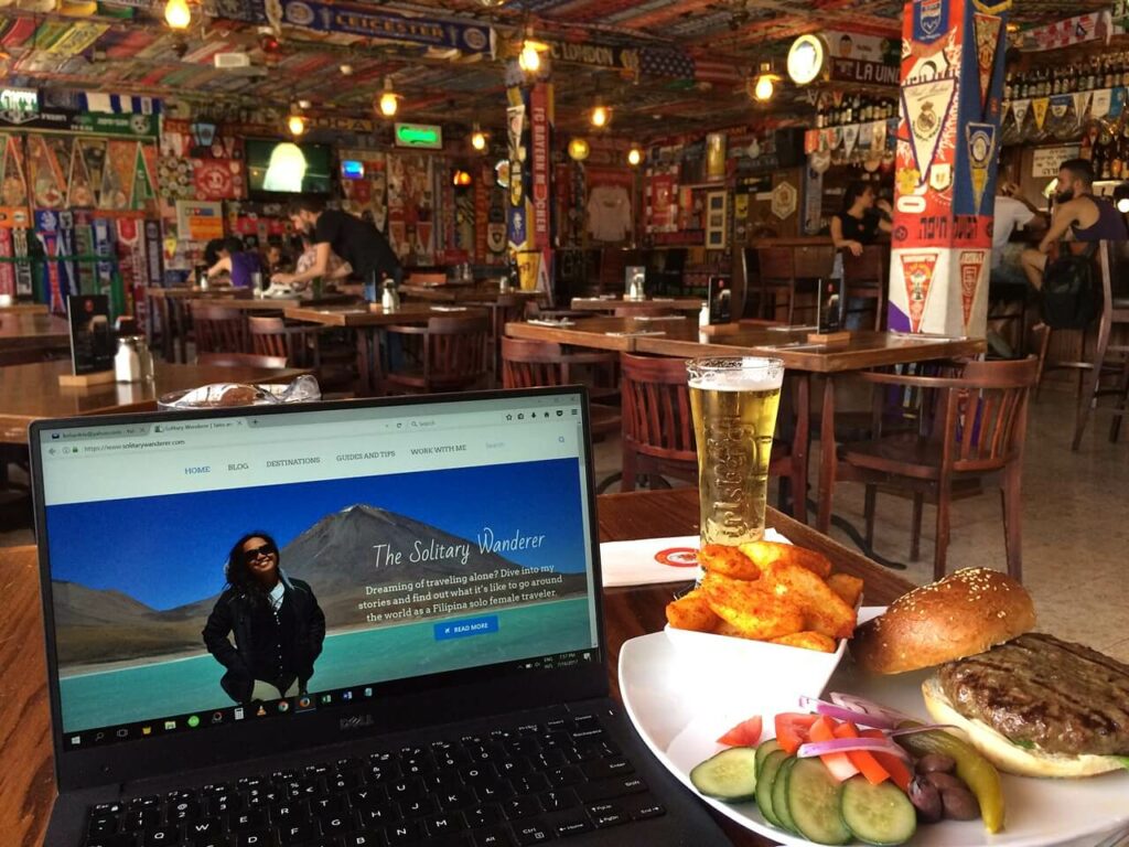 working in a cafe in israel